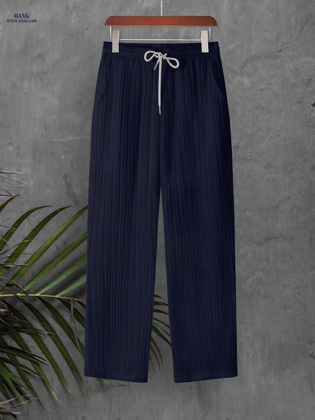 Men's Striped Texture Drawstring Pants - Casual Outdoor Trousers   OAXG White / FR M