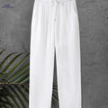 Men's Striped Texture Drawstring Pants - Casual Outdoor Trousers   OAXG White / FR M