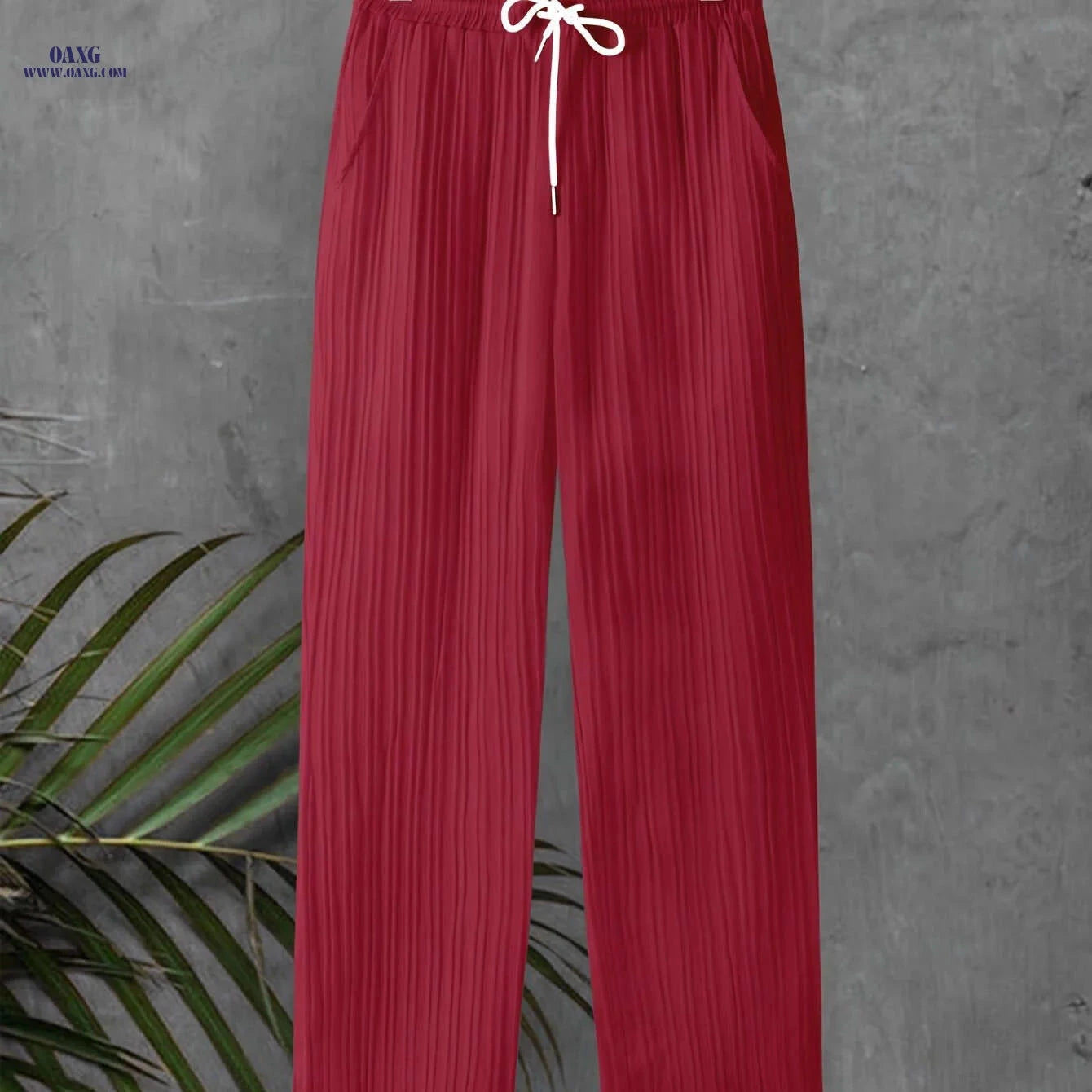Men's Striped Texture Drawstring Pants - Casual Outdoor Trousers   OAXG White / FR M