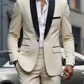 Men's Stylish 2-Piece Suit Set - Blazer and Trousers for Events   OAXG Beige / FR XS
