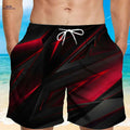 Men's Stylish Black Geometric Print Beach Shorts - Lightweight Swim Trunks   OAXG 