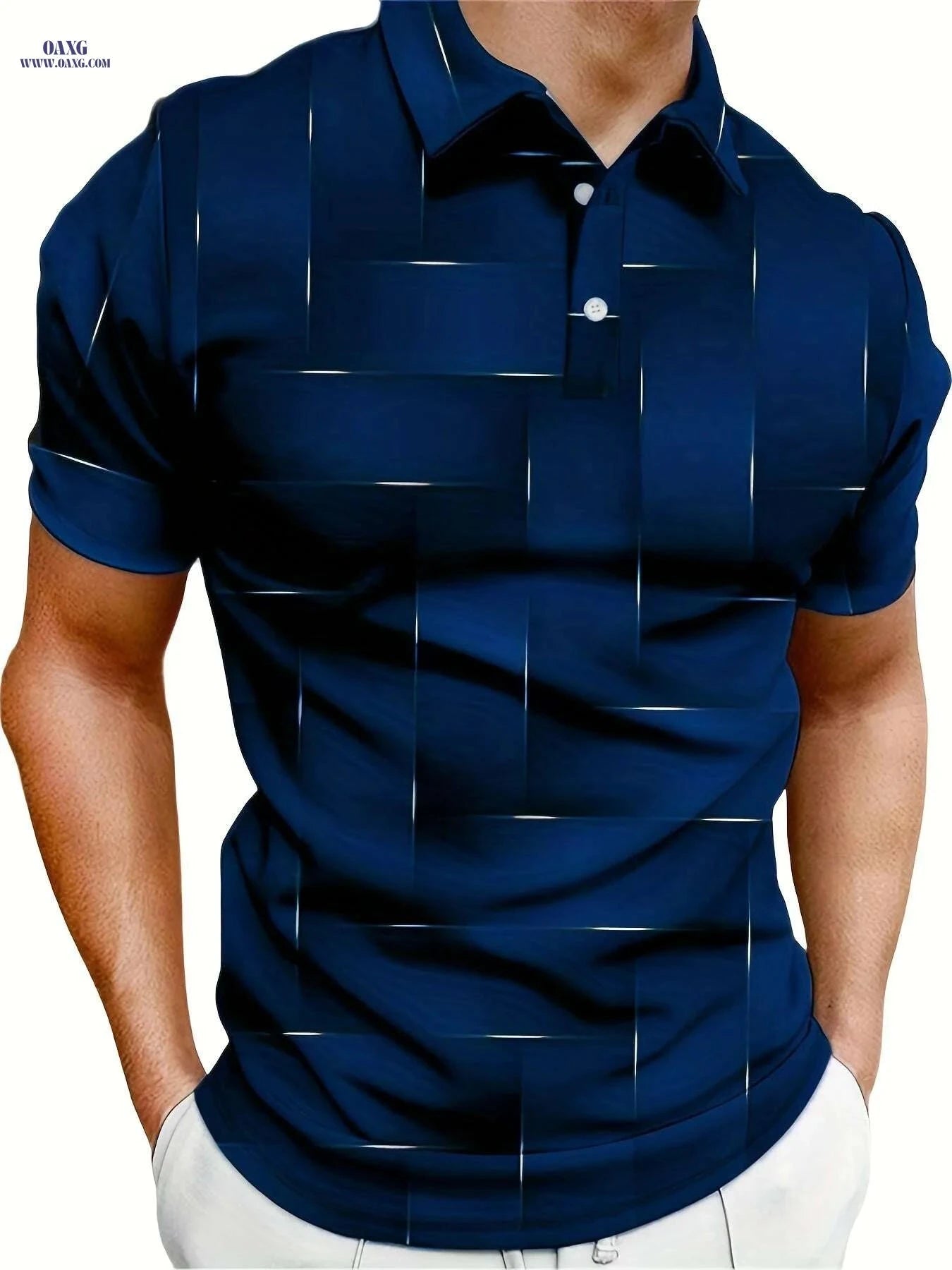 Men's Stylish Black & Golden Geometric Polo - Casual Summer Wear   OAXG Black / S