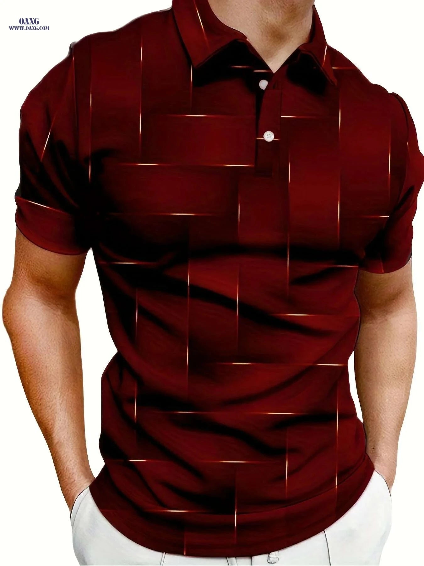 Men's Stylish Black & Golden Geometric Polo - Casual Summer Wear   OAXG Black / S