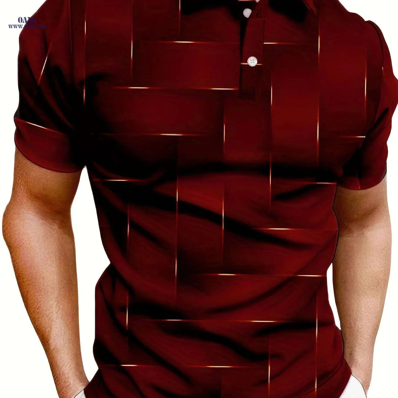 Men's Stylish Black & Golden Geometric Polo Shirt - Summer Casual Wear   OAXG Royal Blue / FR S