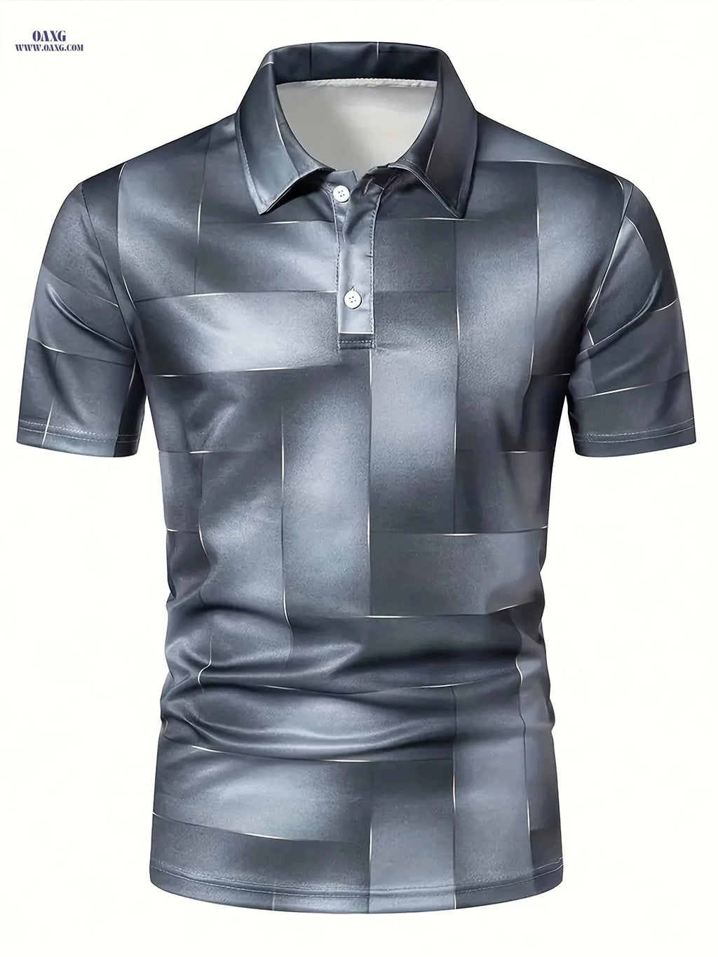 Men's Stylish Black & Golden Geometric Shirt - Casual Golf Wear   OAXG Black / FR XS