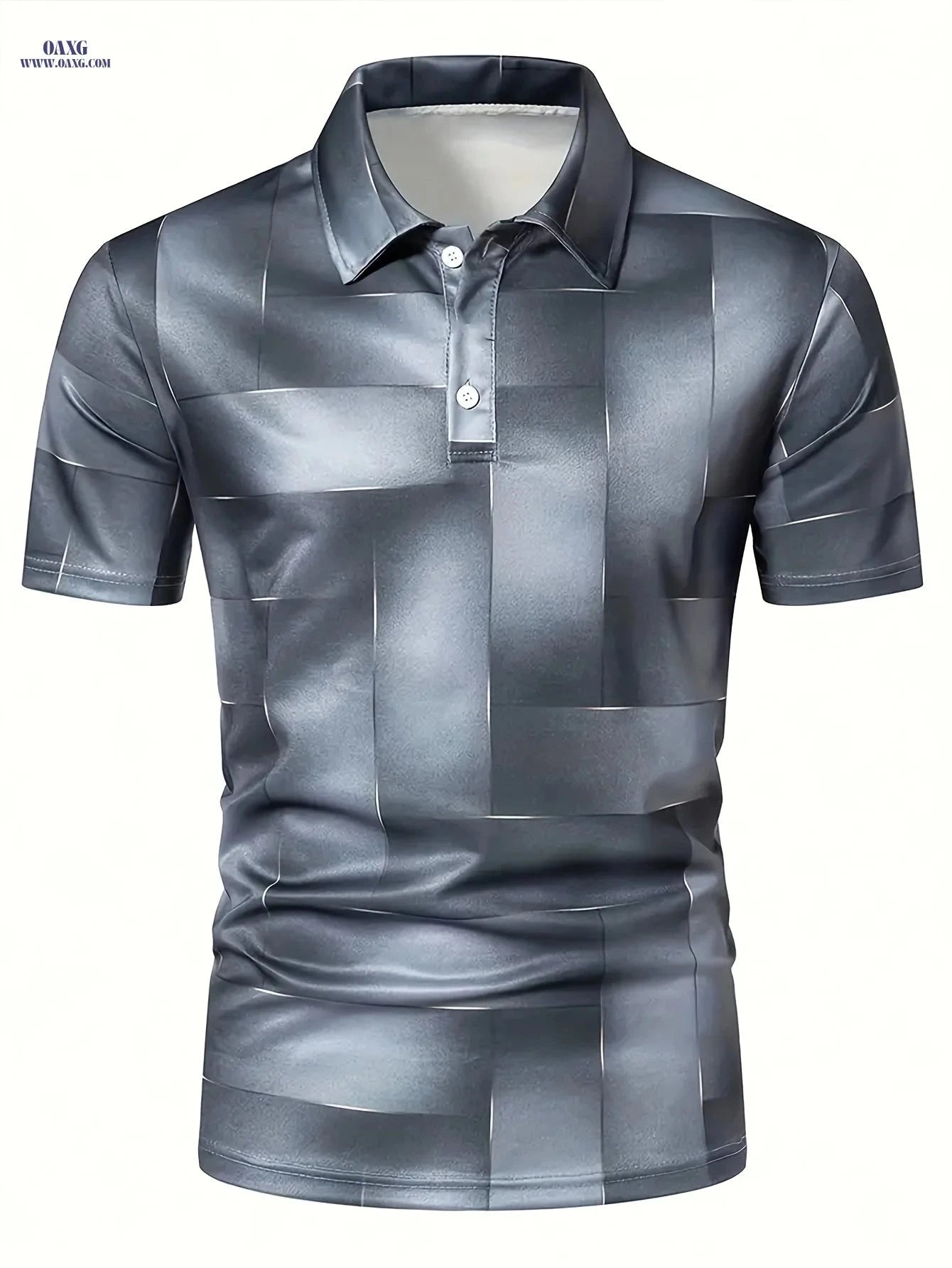 Men's Stylish Black & Golden Geometric Shirt - Casual Golf Wear   OAXG Black / FR XS