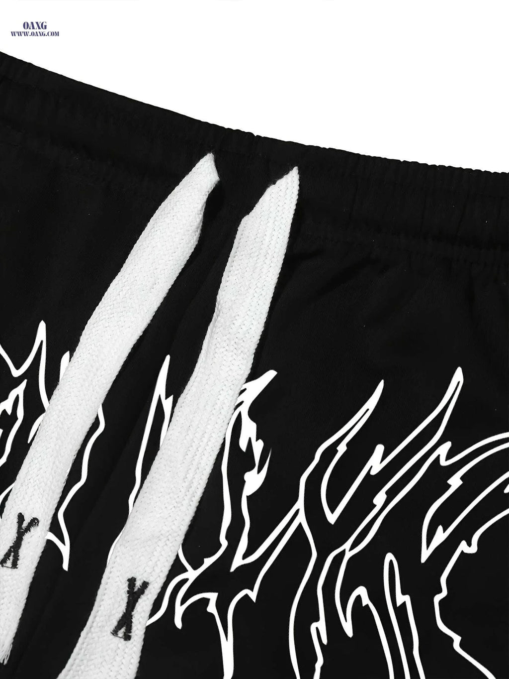 Men's Stylish Black Joggers - White Wing Print & Elastic Waistband   OAXG Black / FR S