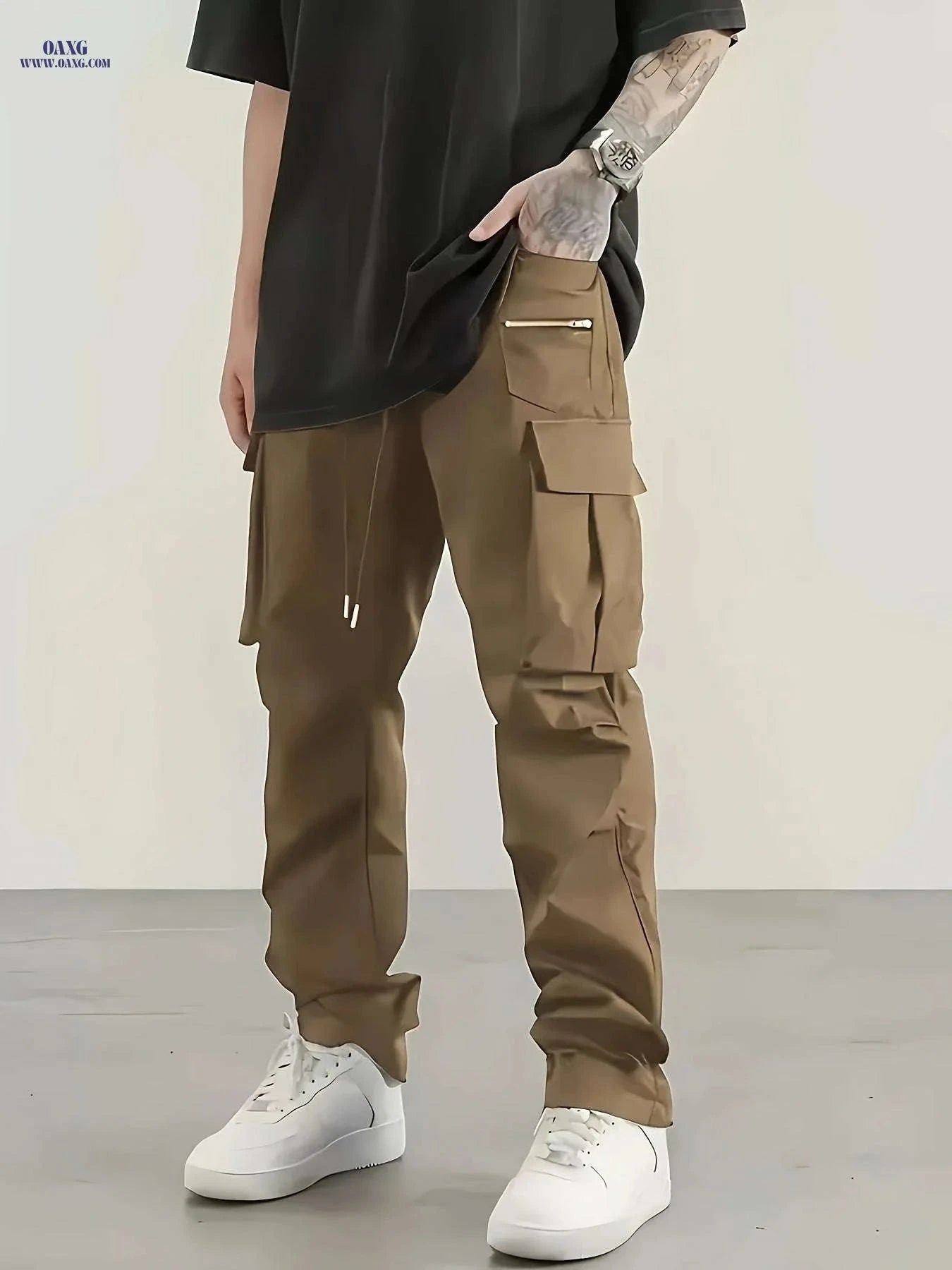 Men’s Stylish Cargo Pants - Casual Fit for Spring and Autumn Wear   OAXG Olive Green / FR S