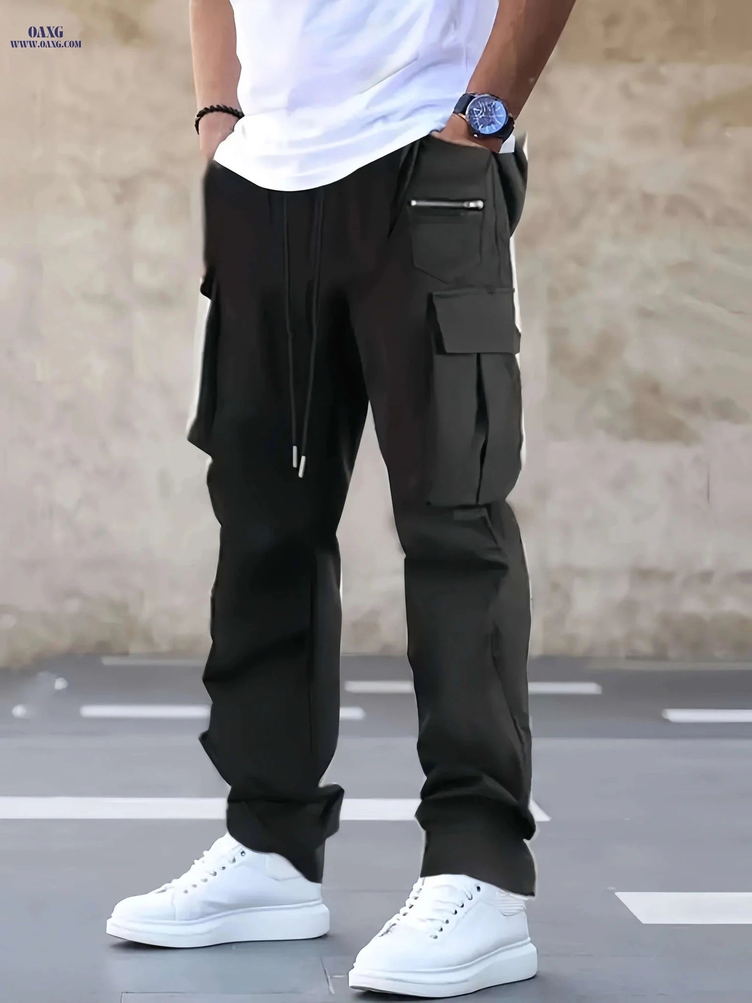 Men’s Stylish Cargo Pants - Casual Fit for Spring and Autumn Wear   OAXG Olive Green / FR S