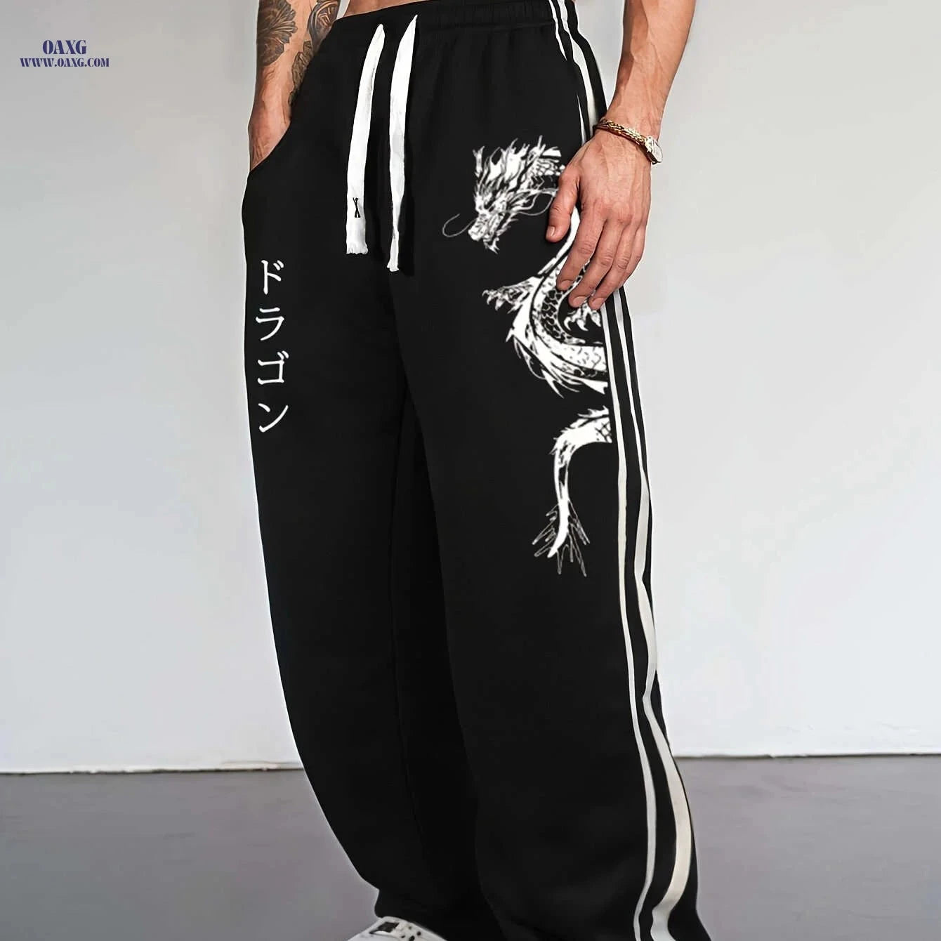 Men's Stylish Casual Print Sports Pants - Comfortable and Versatile   OAXG Black / FR S