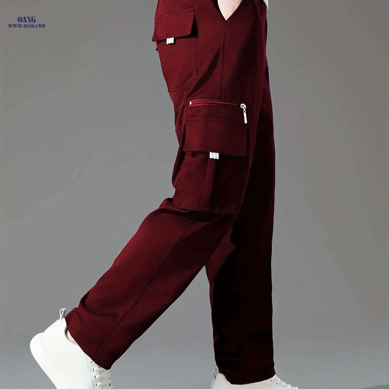 Men's Stylish Casual Sports Pants - Multiple Pockets, Solid Color   OAXG 