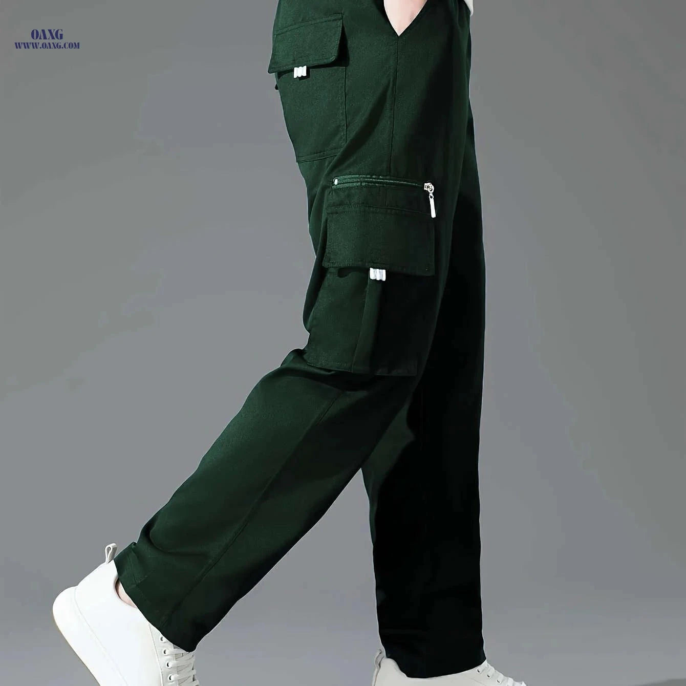 Men's Stylish Casual Sports Pants - Multiple Pockets, Solid Color   OAXG 
