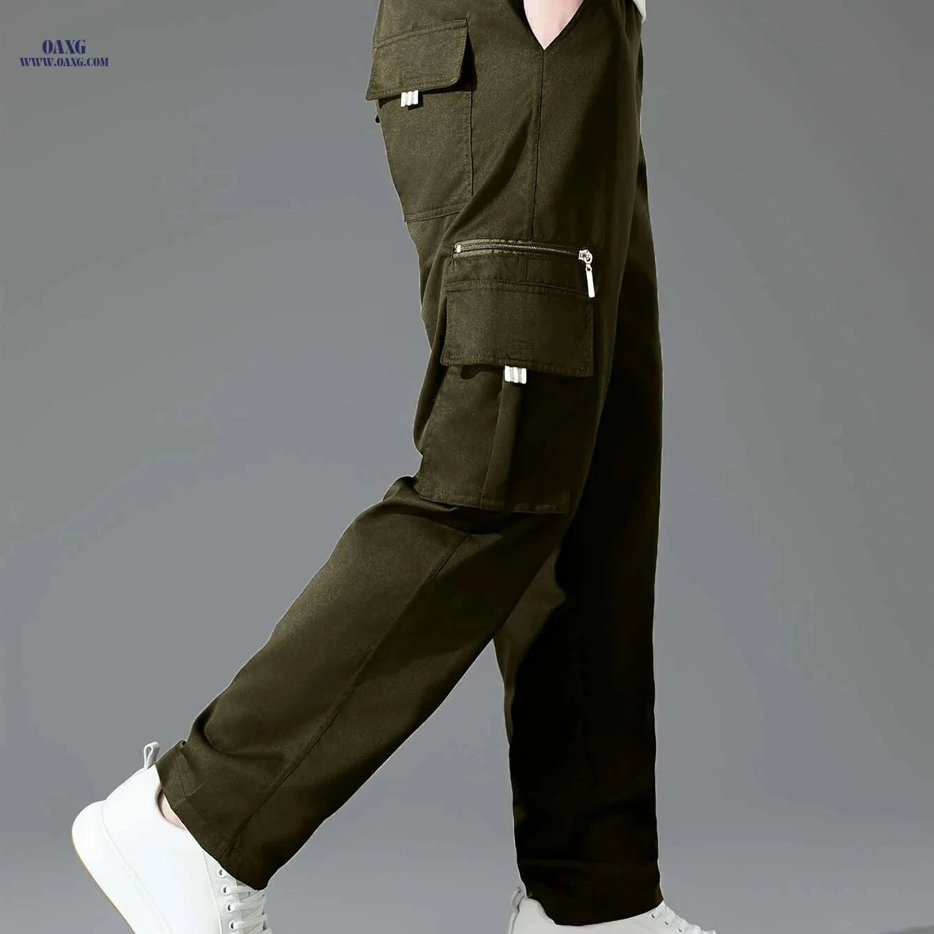 Men's Stylish Casual Sports Pants - Multiple Pockets, Solid Color   OAXG 