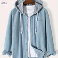 Men's Stylish Corduroy Hoodie Jacket - Casual Long Sleeve Design   OAXG 