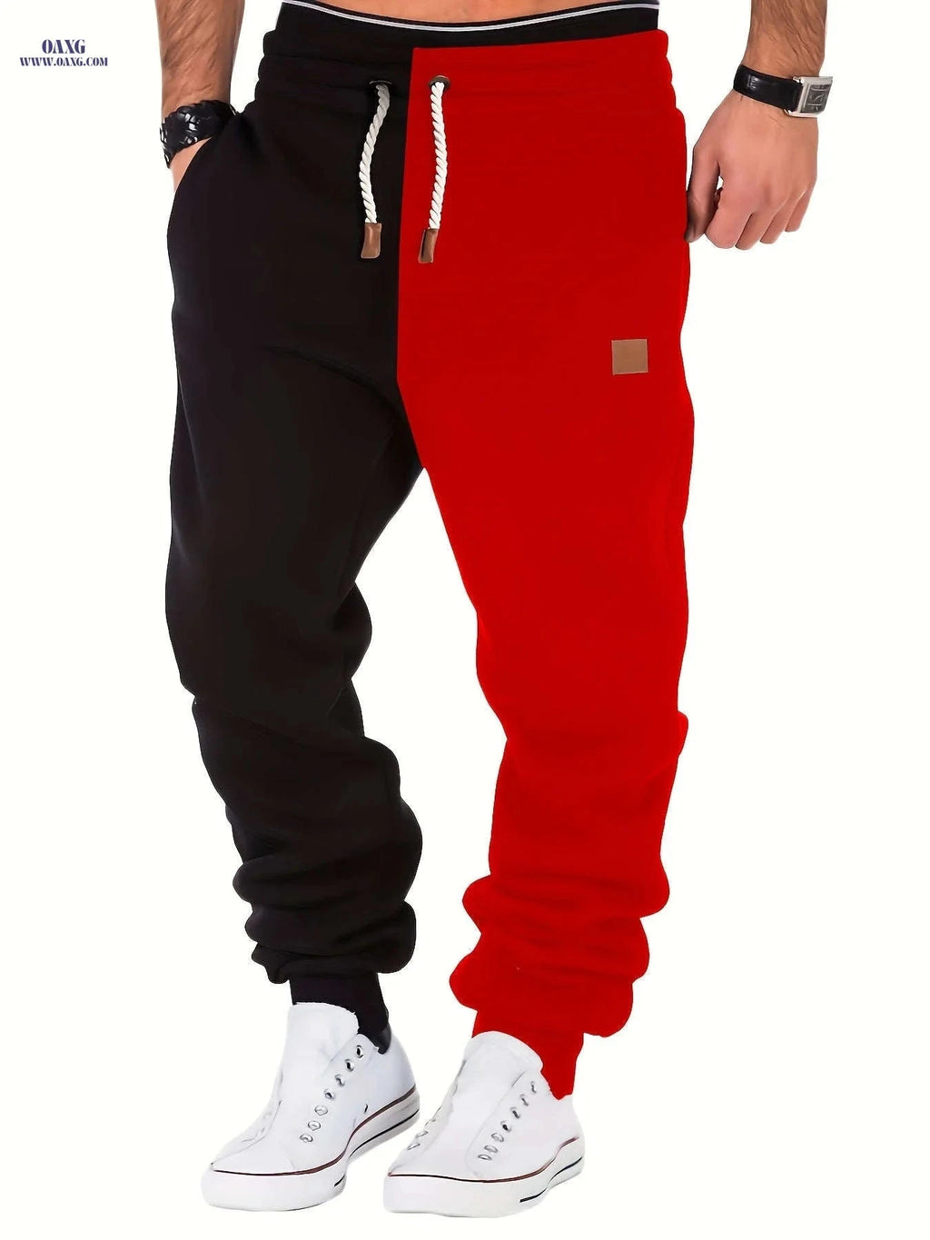Men's Stylish Fleece-Lined Casual Pants for Fall/Winter Comfort   OAXG Black With Gray / FR S