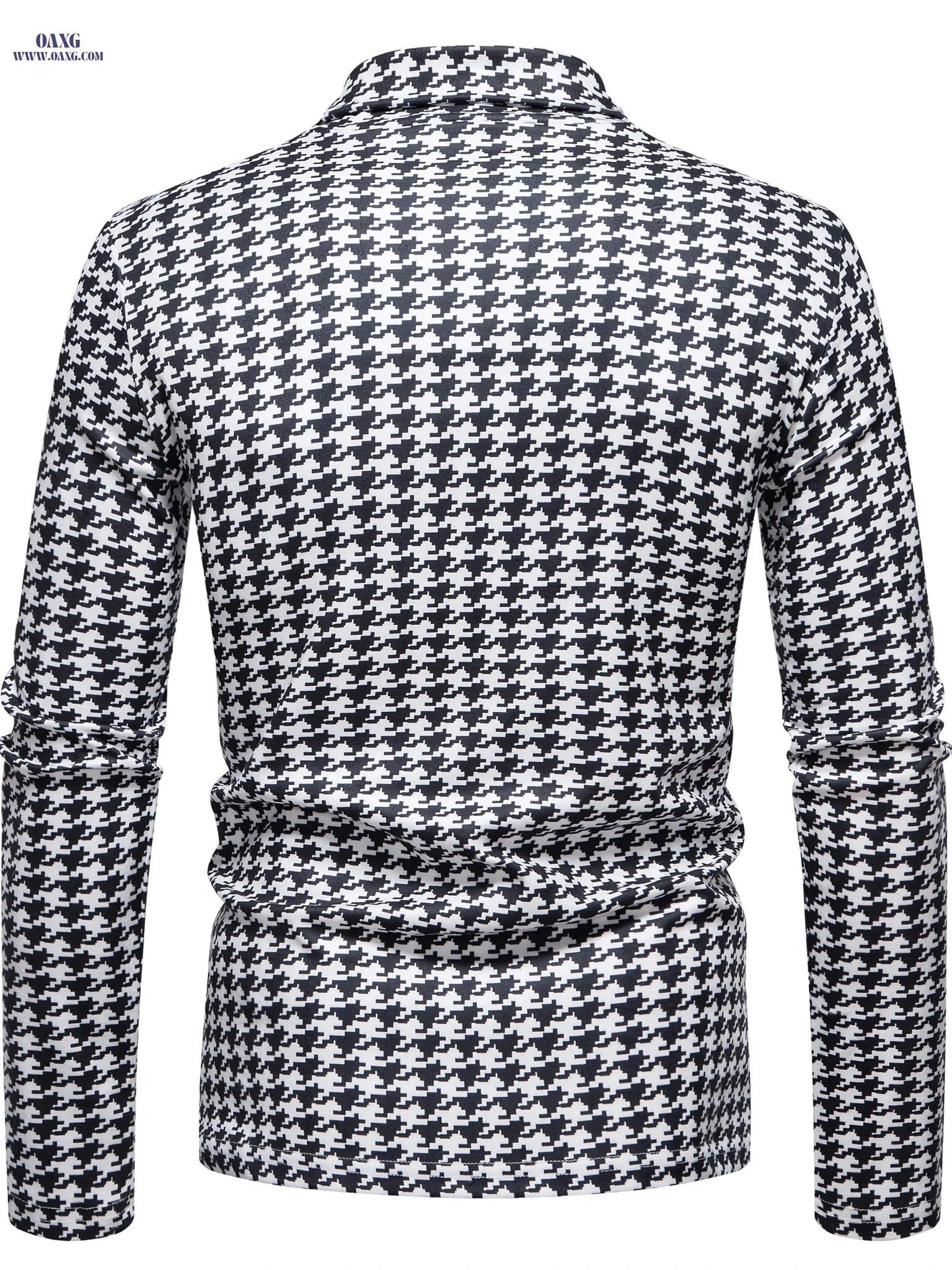 Men's Stylish High-Neck Houndstooth Pullover - Cozy Casual Top   OAXG Black / FR S