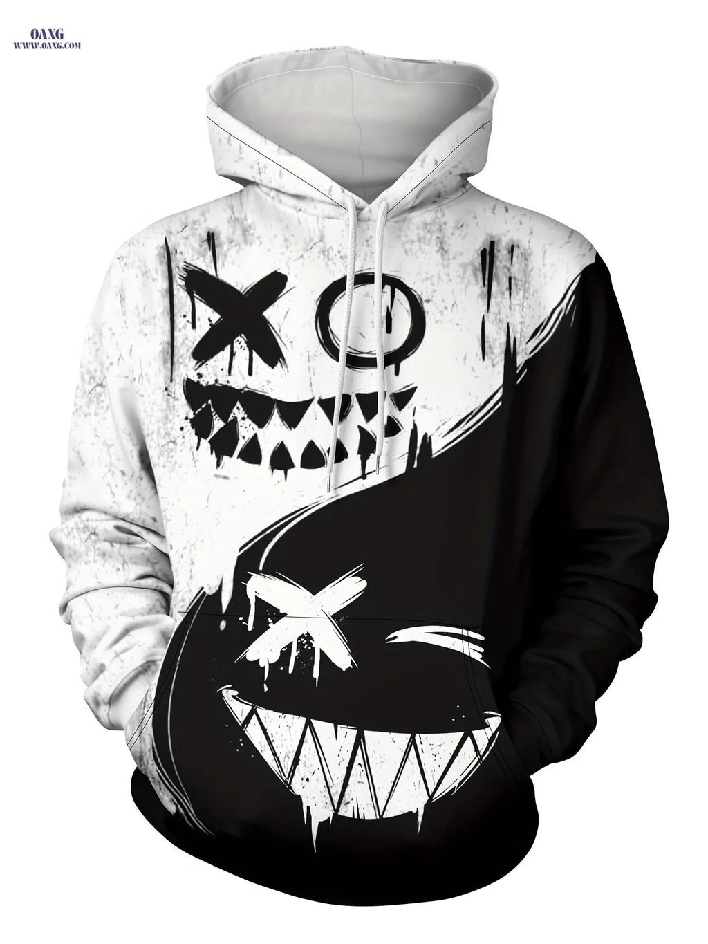 Men's Stylish Hooded Sweatshirt - Casual Geometric for Spring/Fall   OAXG Black / FR S