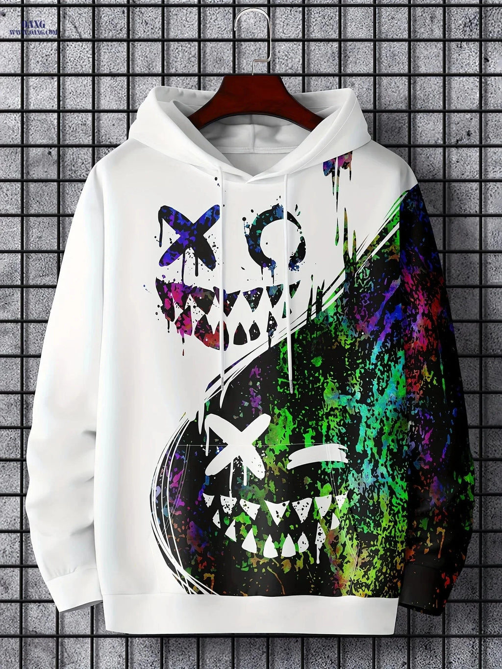 Men's Stylish Hooded Sweatshirt - Casual Geometric for Spring/Fall   OAXG Black / FR S