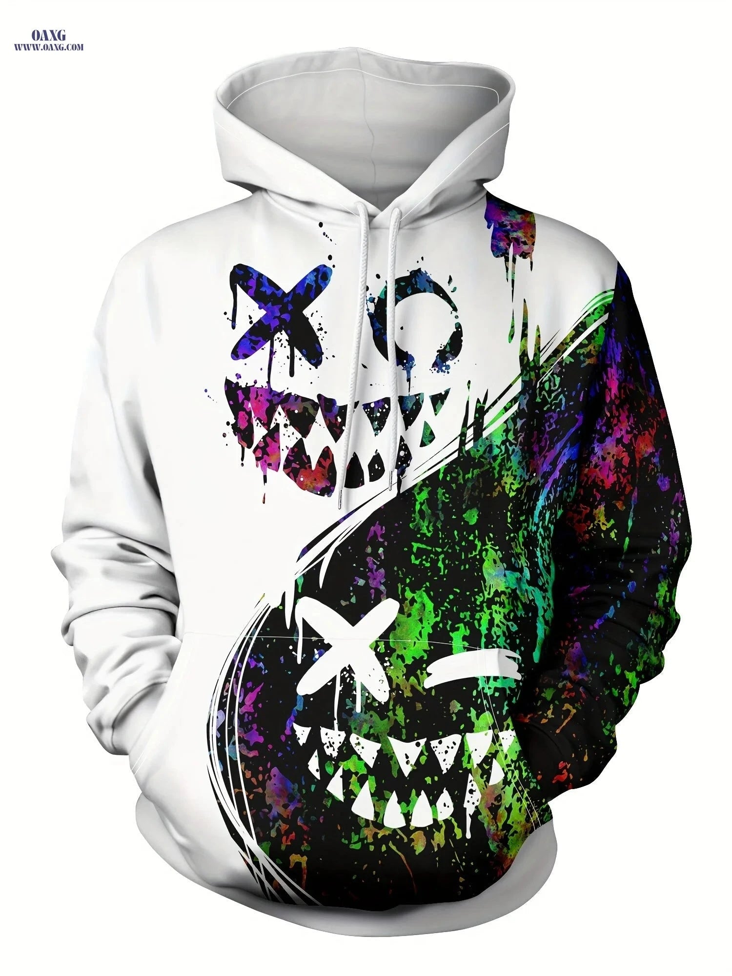 Men's Stylish Hooded Sweatshirt - Casual Geometric for Spring/Fall   OAXG Black / FR S