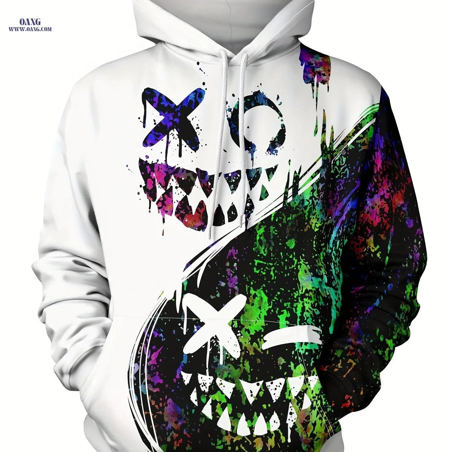 Men's Stylish Hooded Sweatshirt - Casual Geometric for Spring/Fall   OAXG Black / FR S