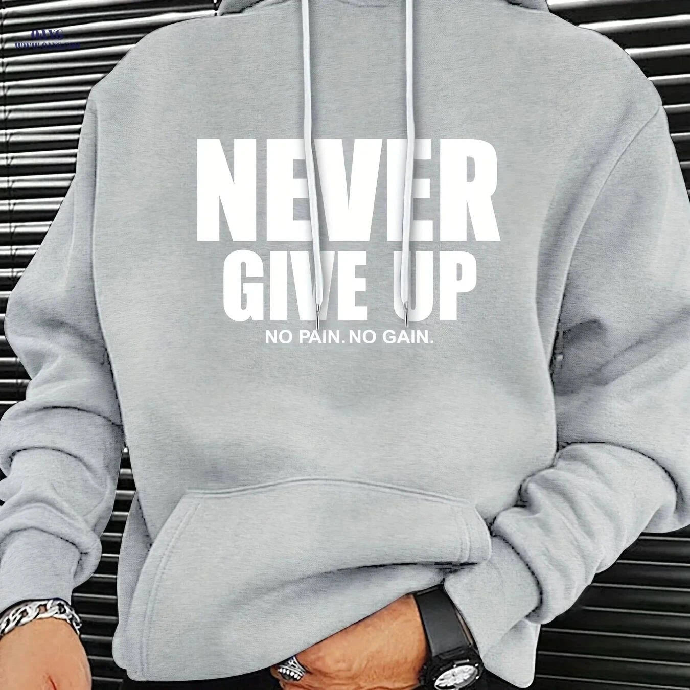 Men's Stylish Letter Print Hoodie - Casual Sports Sweatshirt   OAXG Light Grey / FR S