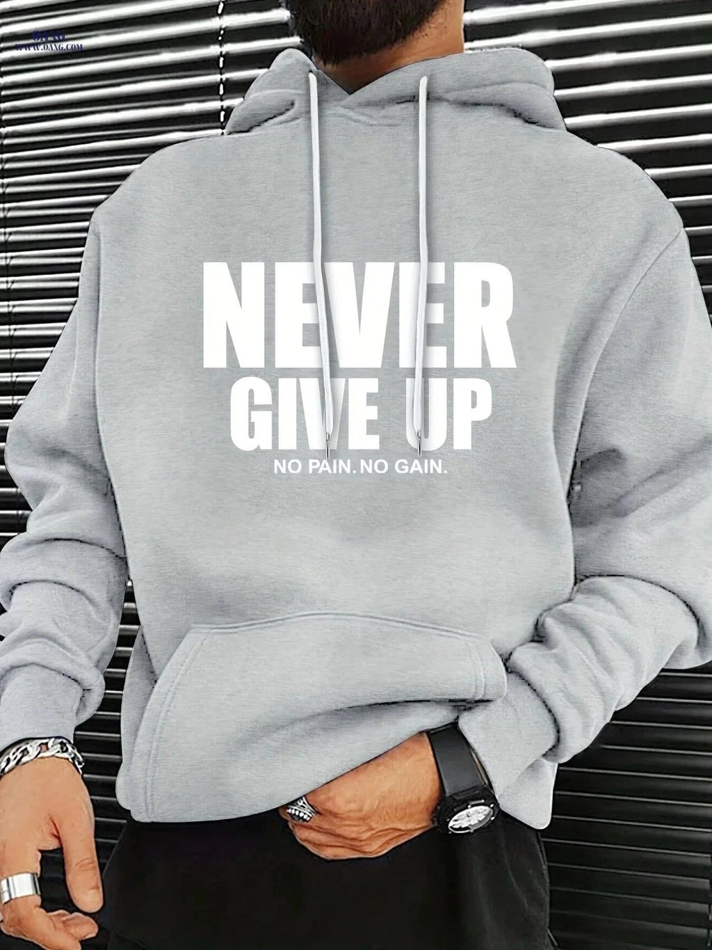 Men's Stylish Letter Print Hoodie - Casual Sports Sweatshirt   OAXG Light Grey / FR S