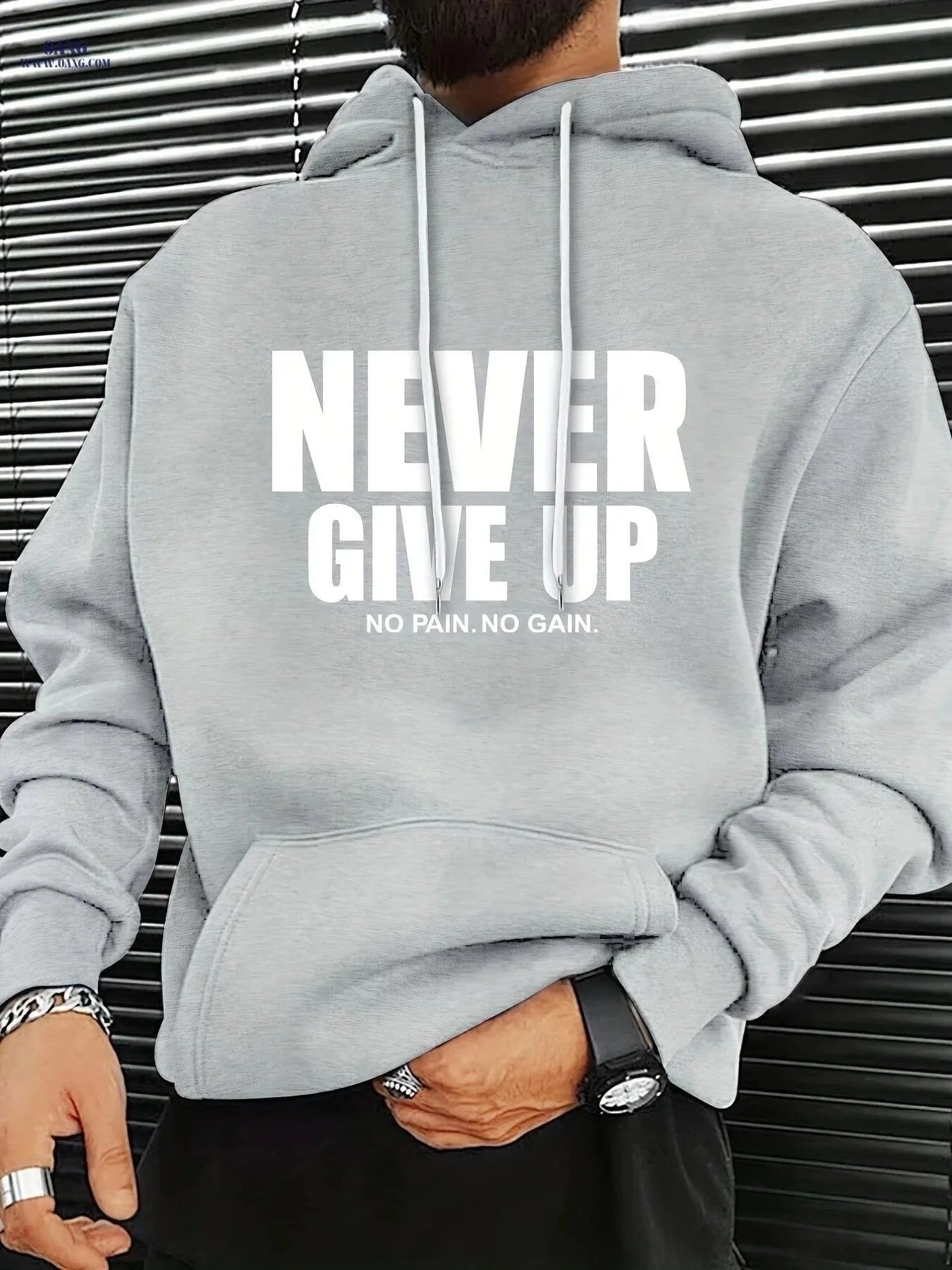 Men's Stylish Letter Print Hoodie - Casual Sports Sweatshirt   OAXG Light Grey / FR S