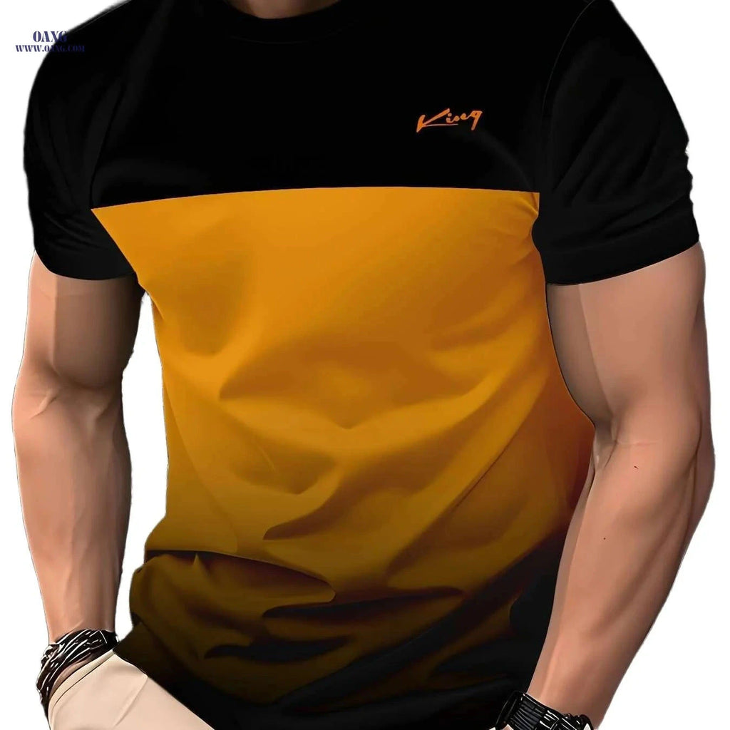 Men's Stylish Polyester T-Shirt - Casual Round Neck, Machine Washable   OAXG Black / S