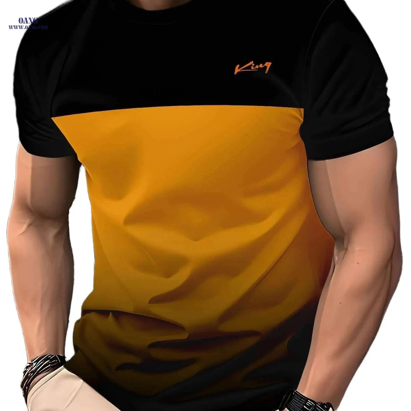 Men's Stylish Polyester T-Shirt - Casual Round Neck, Machine Washable   OAXG Black / S