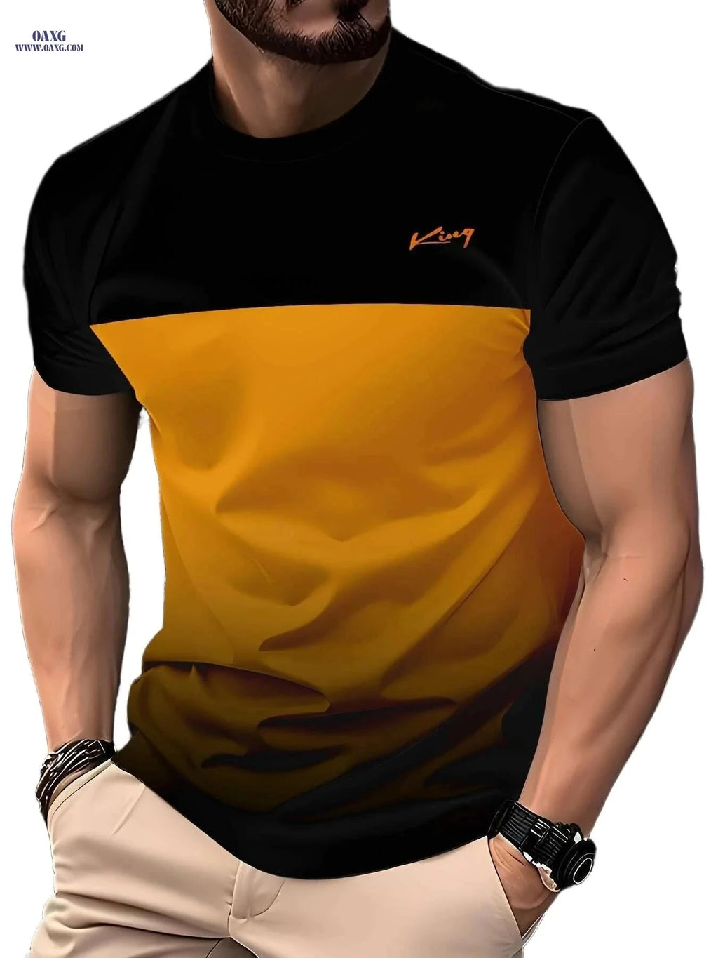 Men's Stylish Polyester T-Shirt - Casual Round Neck, Machine Washable   OAXG Black / S