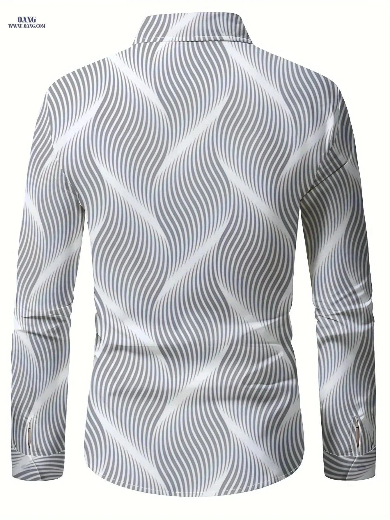 Men's Stylish Print Shirt - Casual Long Sleeve Button-Up for Spring   OAXG White / FR S