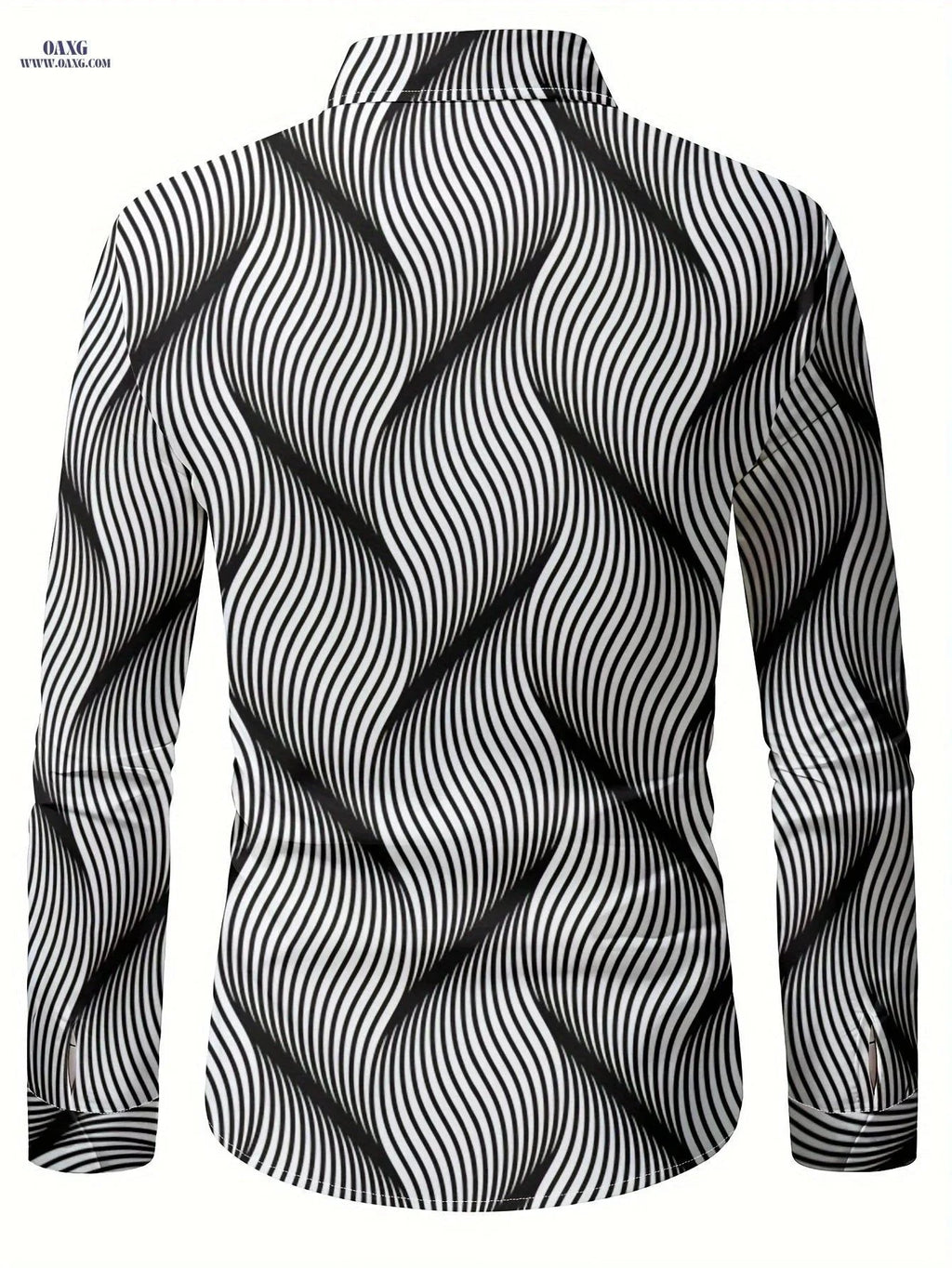 Men's Stylish Print Shirt - Casual Long Sleeve Button-Up for Spring   OAXG White / FR S