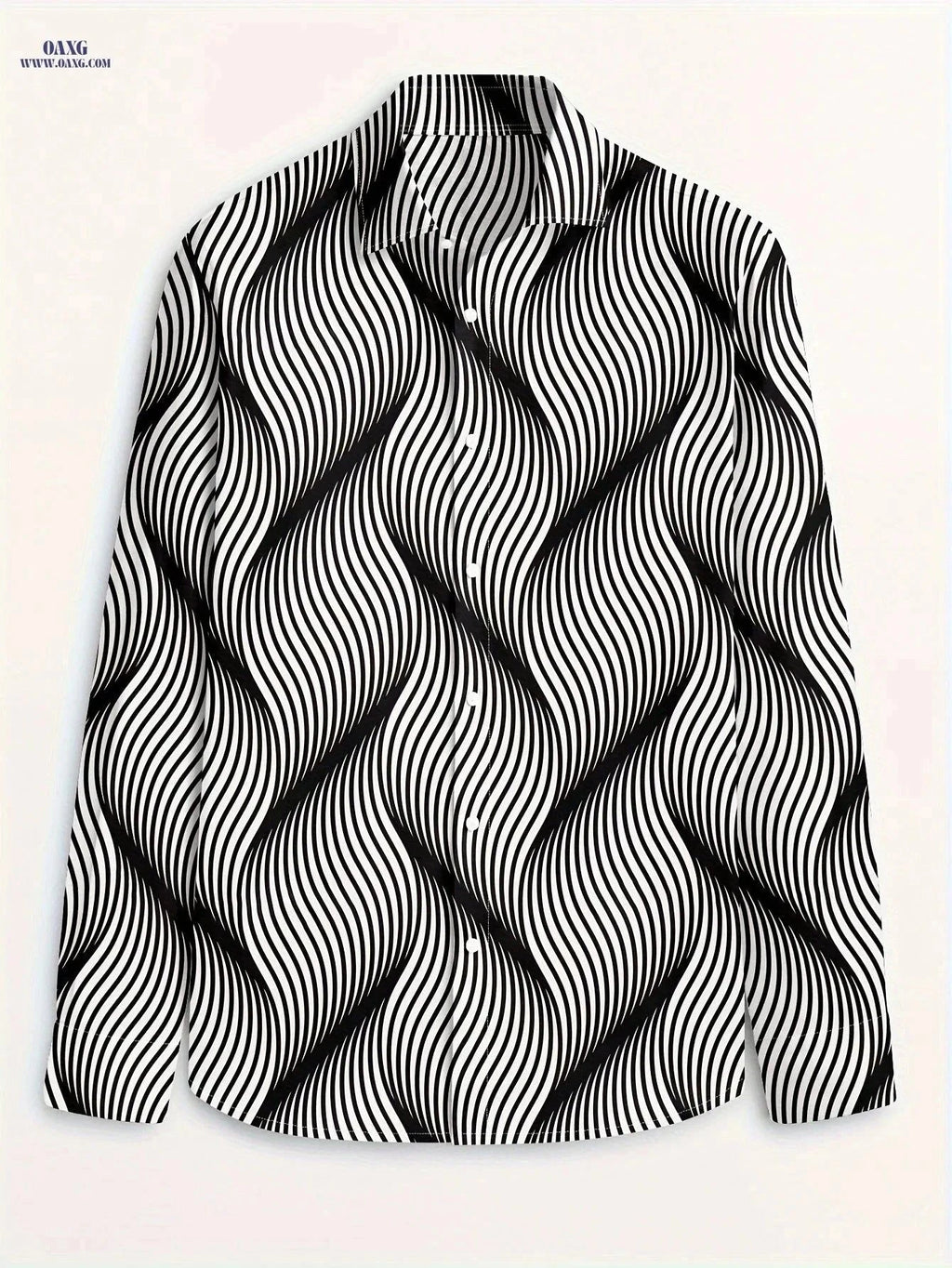Men's Stylish Print Shirt - Casual Long Sleeve Button-Up for Spring   OAXG White / FR S
