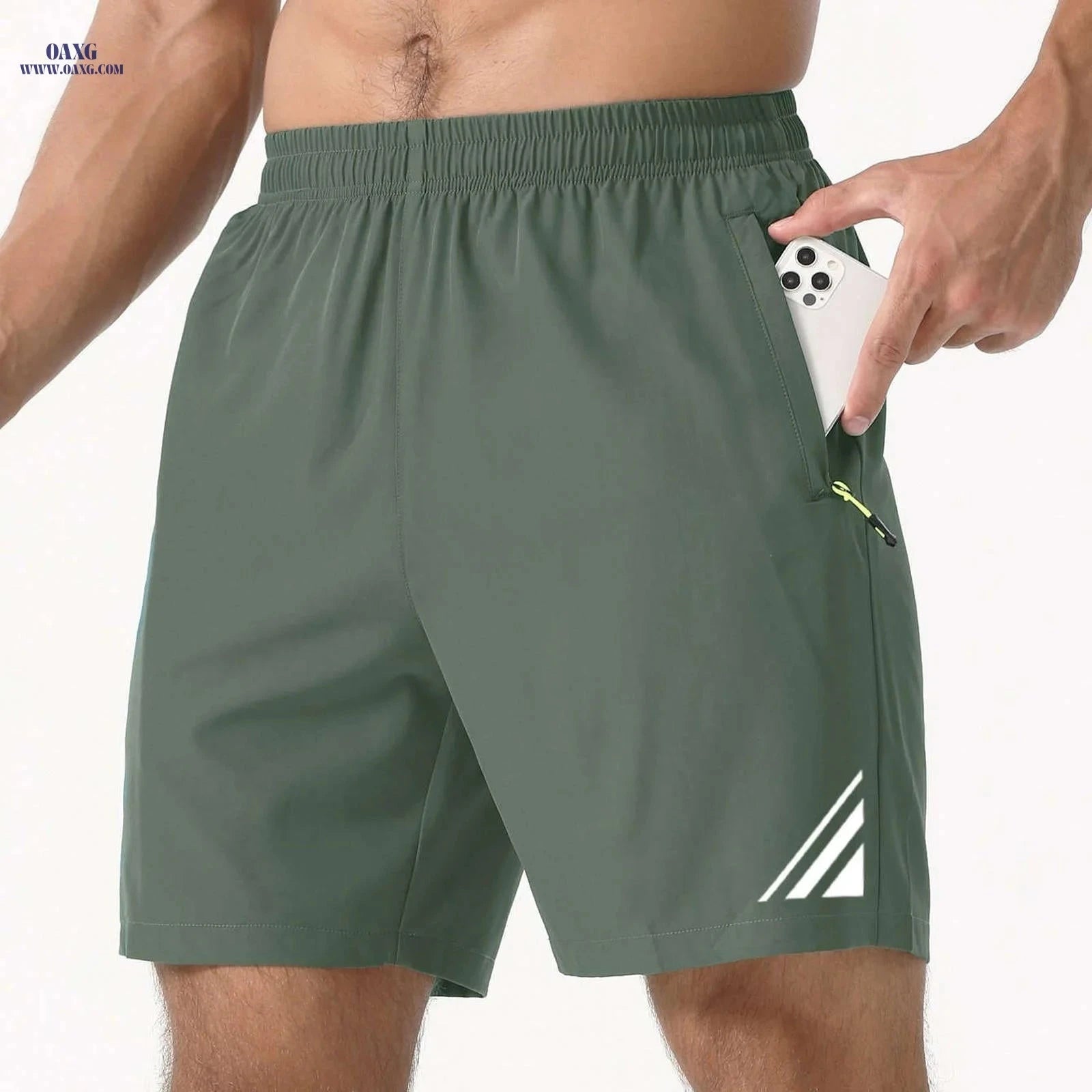 Men's Stylish Striped Sports Shorts - Quick-Drying with Zip Pockets   OAXG Dark Gray / FR S