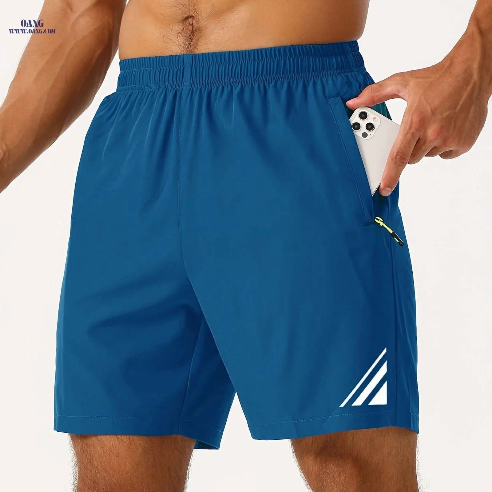 Men's Stylish Striped Sports Shorts - Quick-Drying with Zip Pockets   OAXG Dark Gray / FR S