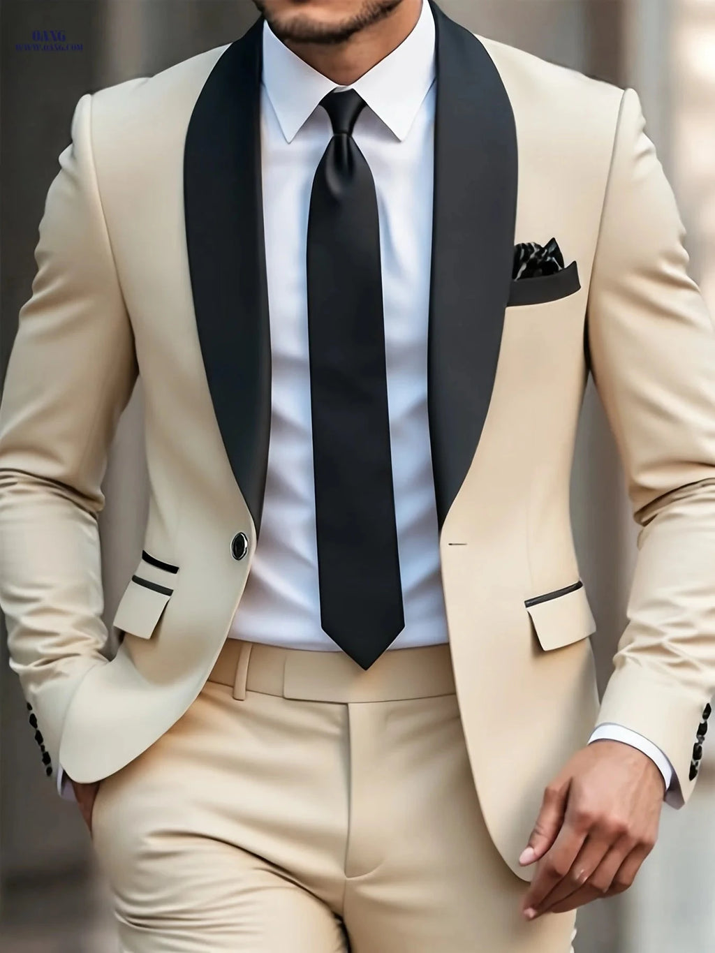 Men's Stylish Two-Piece Suit - Jacket and Trousers for Parties   OAXG 
