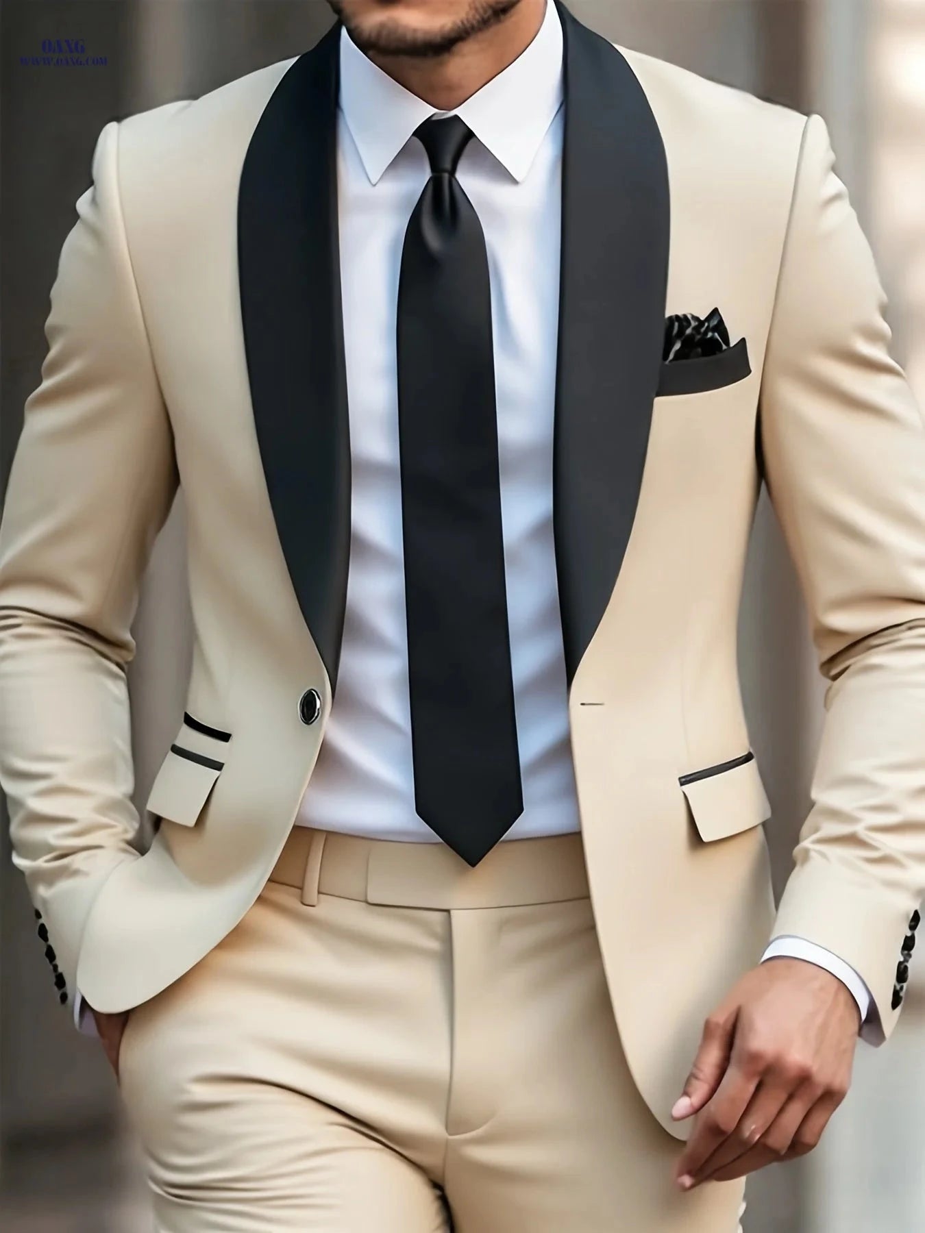 Men's Stylish Two-Piece Suit - Jacket and Trousers for Parties   OAXG 