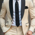 Men's Stylish Two-Piece Suit - Jacket and Trousers for Parties   OAXG Beige1 / FR XL