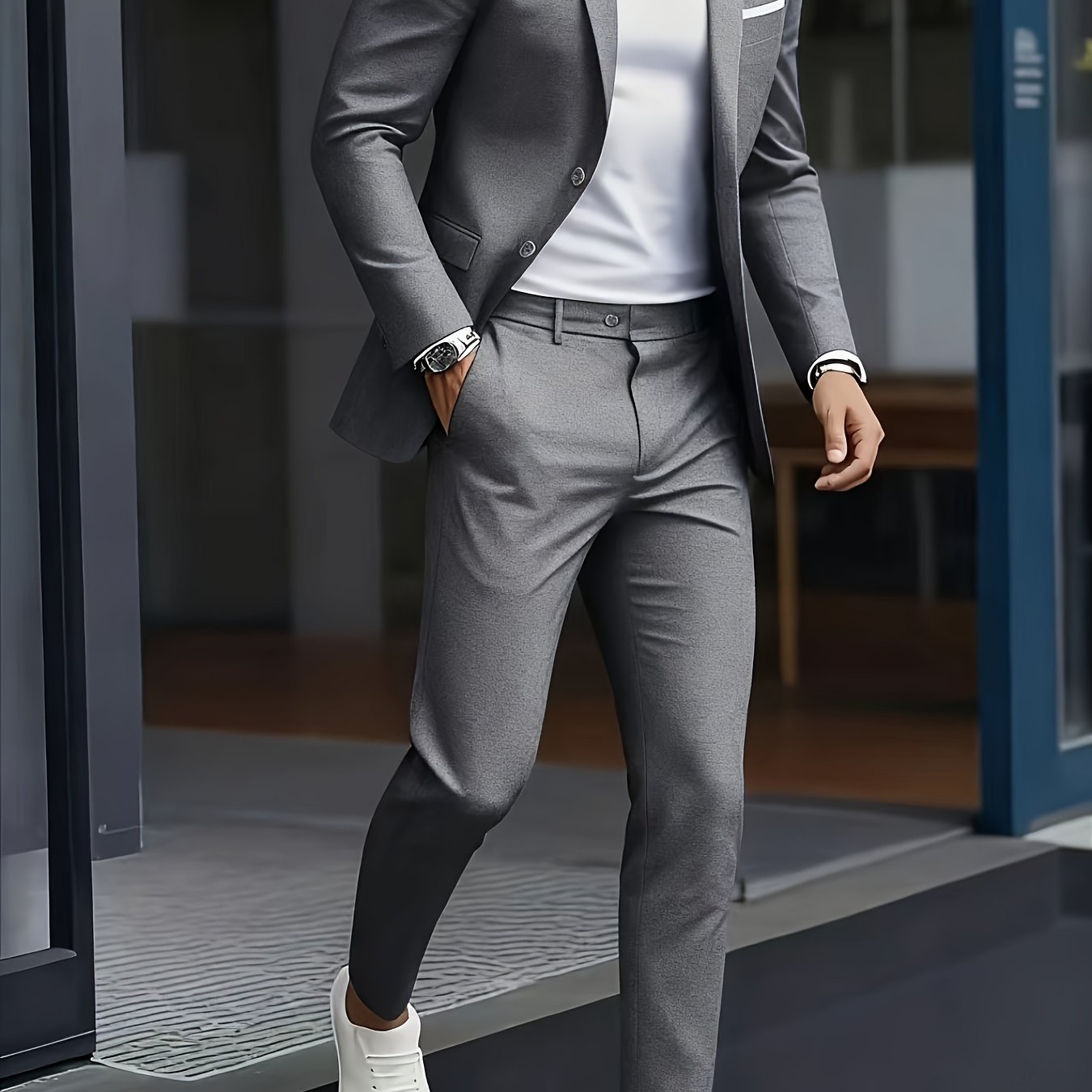 Men's Suit Set 2pcs - Fashion Jacket and Trousers for Weddings   OAXG Beige / FR XXS