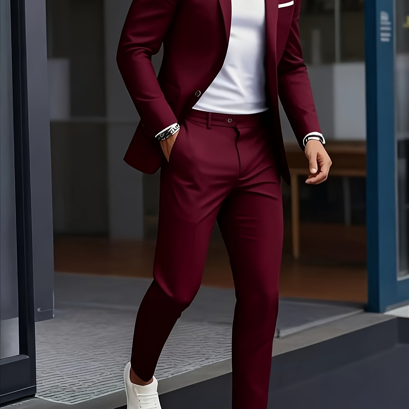 Men's Suit Set 2pcs - Fashion Jacket and Trousers for Weddings   OAXG Beige / FR XXS
