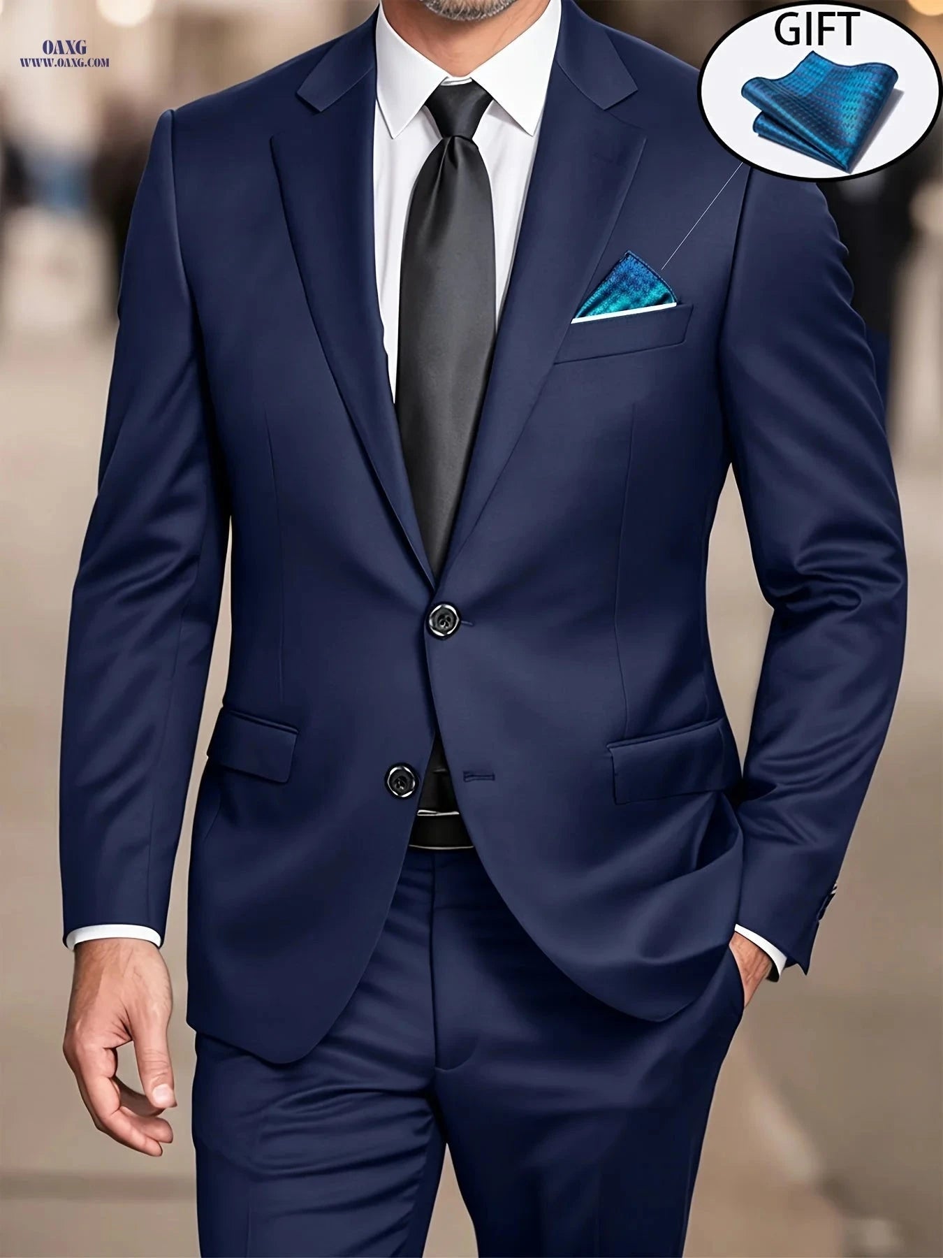Men's Suit Set - Elegant Jacket & Trousers for Business and Parties   OAXG 