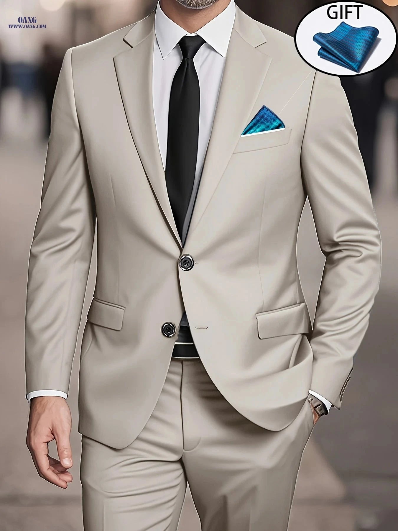 Men's Suit Set - Elegant Jacket & Trousers for Business and Parties   OAXG 