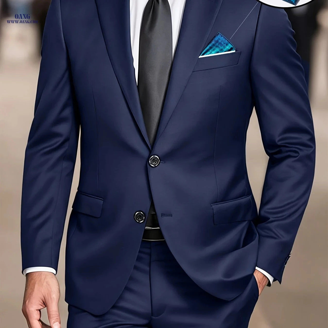 Men's Suit Set - Elegant Jacket & Trousers for Business and Parties   OAXG black-24013 / FR XXS