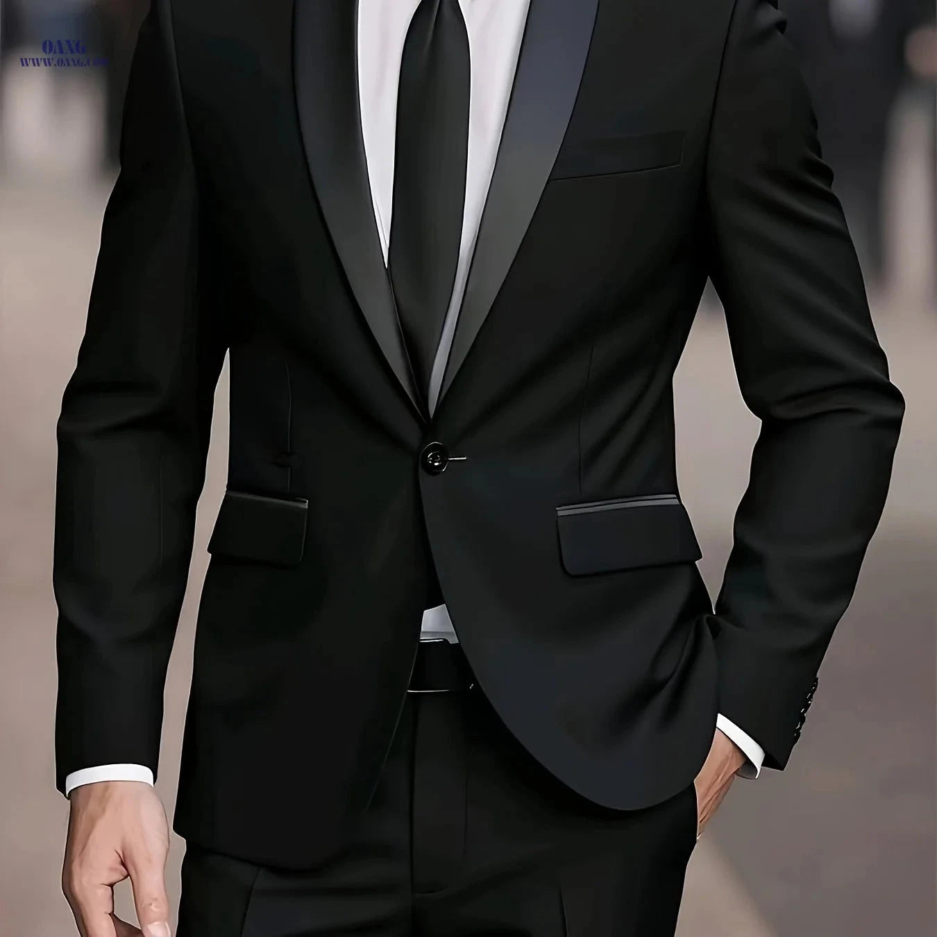 Men's Suit Set - Elegant Jacket & Trousers for Business and Parties   OAXG black-24013 / FR XXS