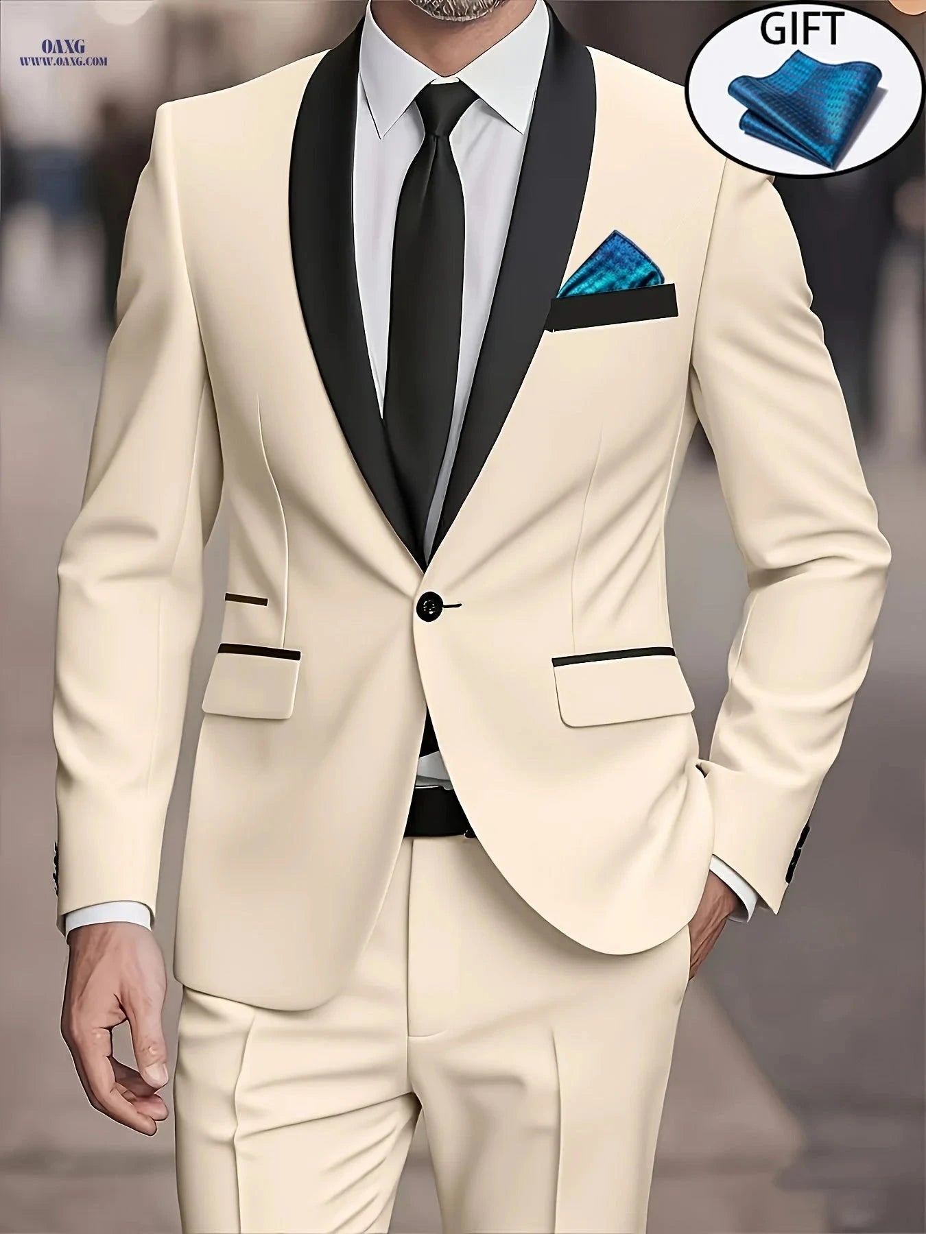 Men's Suit Set - Elegant Jacket & Trousers for Business and Parties   OAXG black-24013 / FR XXS