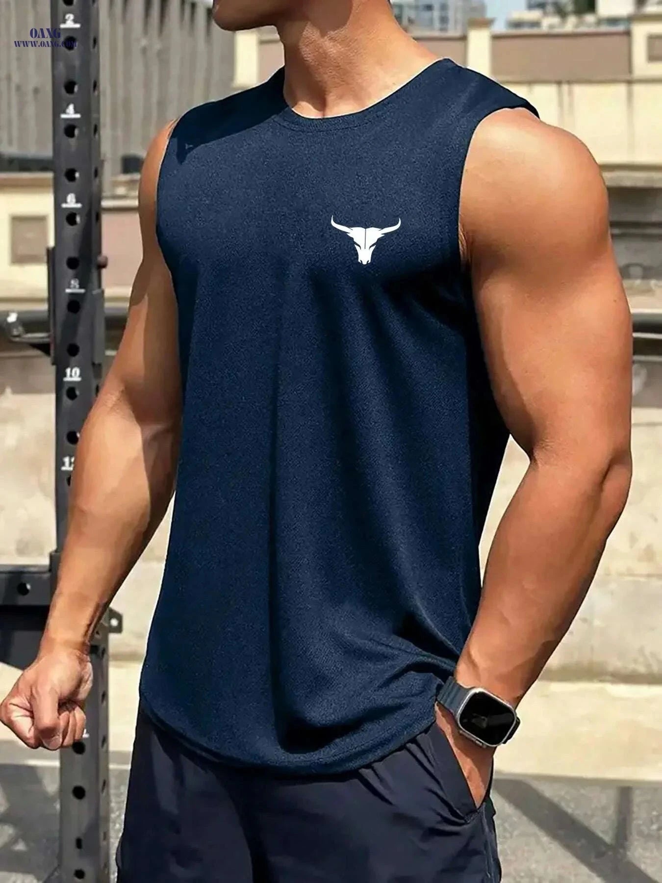 Men's Summer Athletic Tank Top - Breathable, Loose Fit Gym Shirt   OAXG grey / S
