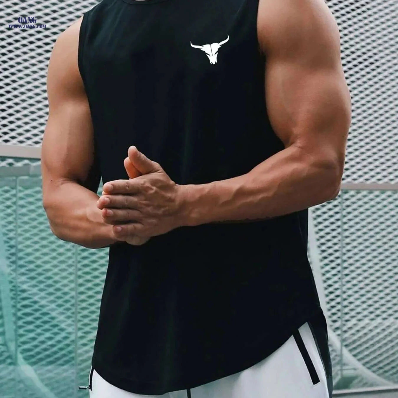 Men's Summer Athletic Tank Top - Breathable, Loose Fit Gym Shirt   OAXG grey / S