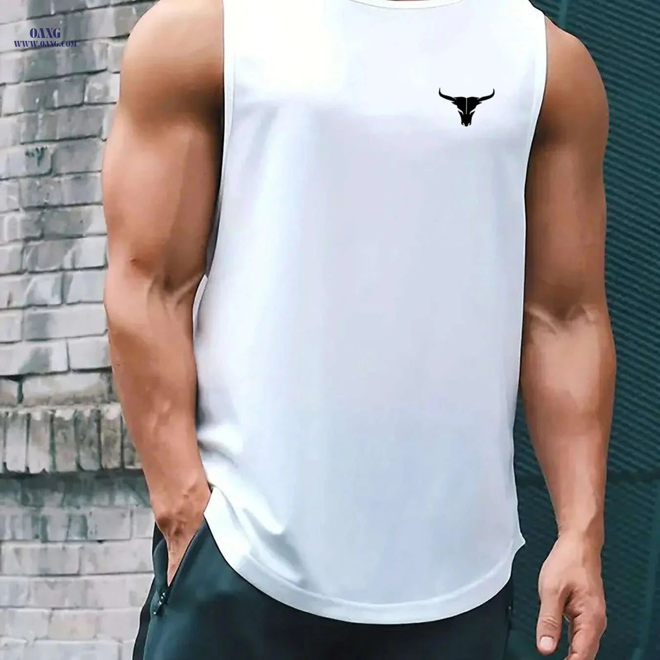 Men's Summer Athletic Tank Top - Breathable, Loose Fit Gym Shirt   OAXG grey / S