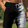 Men's Summer Beach Shorts - Light Quick-Dry, Black & White Print   OAXG 