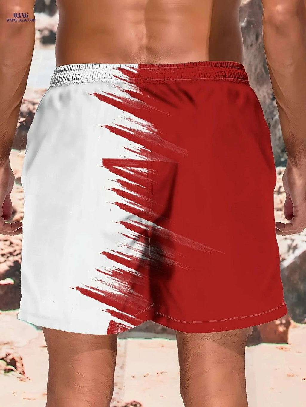 Men's Summer Beach Shorts - Light Quick-Dry, Black & White Print   OAXG Mixed Color / S